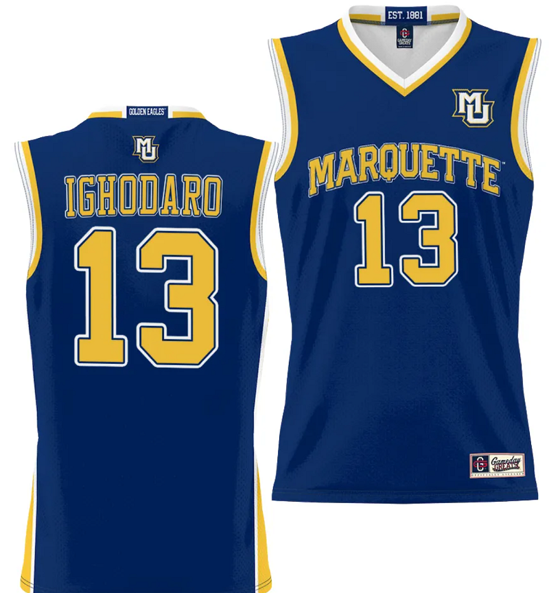 Oso Ighodaro Jersey #13 Marquette Golden Eagles NIL Basketball Lightweight