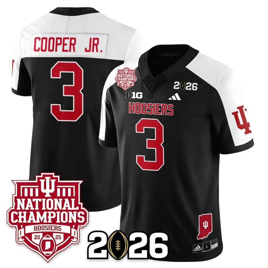 Omar Cooper Jr Jersey #3 Indiana Hoosiers 2025 National Champions Black Alternate