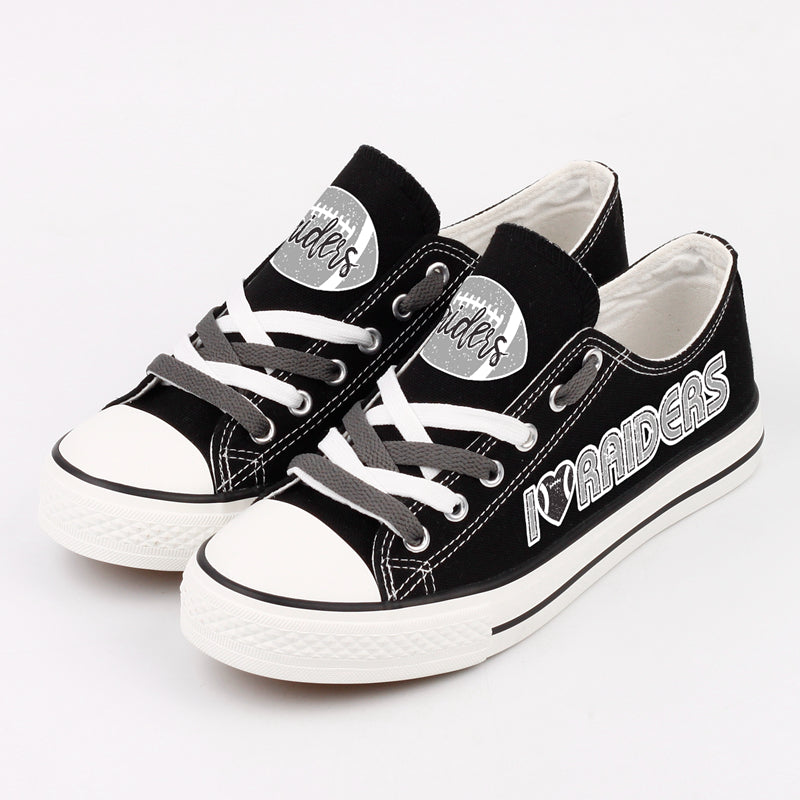 Oakland Raiders Low Top Canvas Sport Sneakers Shoes For Men Women Fans