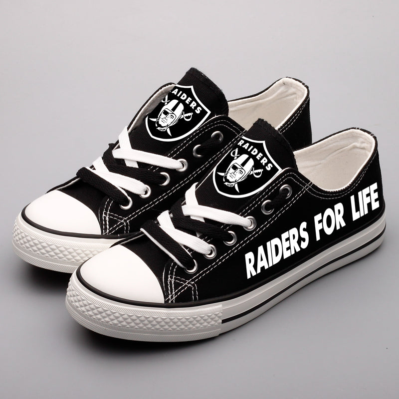 Oakland Raiders Low Top Canvas Sport Sneakers Shoes For Men Women Fans