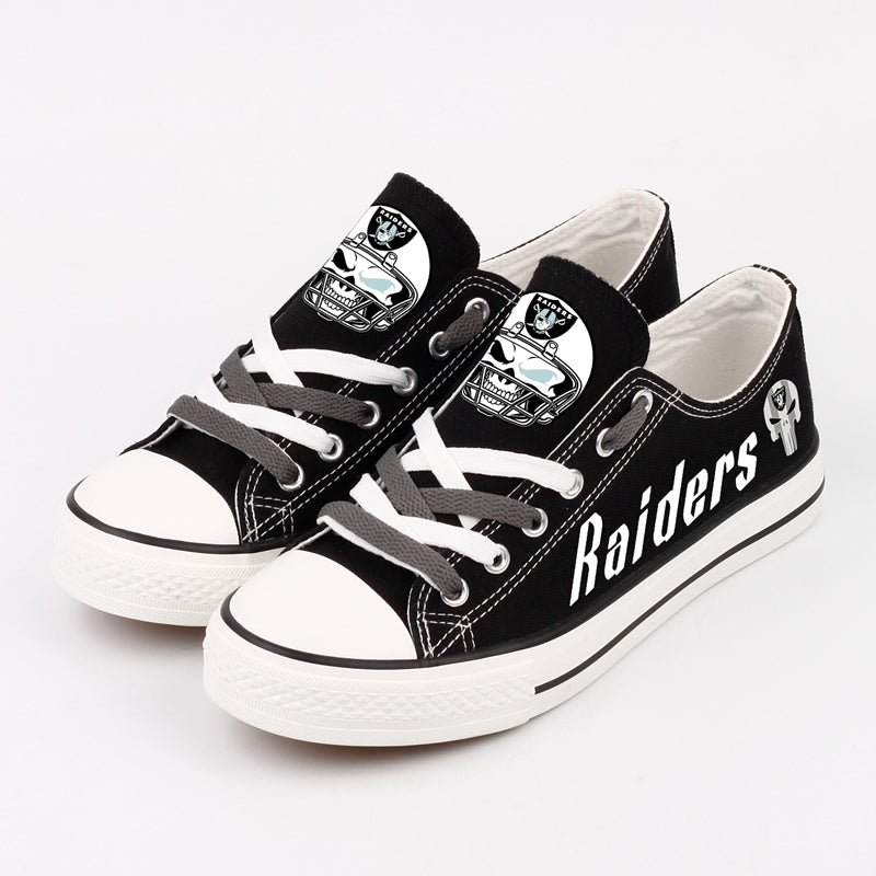 Oakland Raiders Low Top Canvas Sport Sneakers Shoes For Men Women Fans