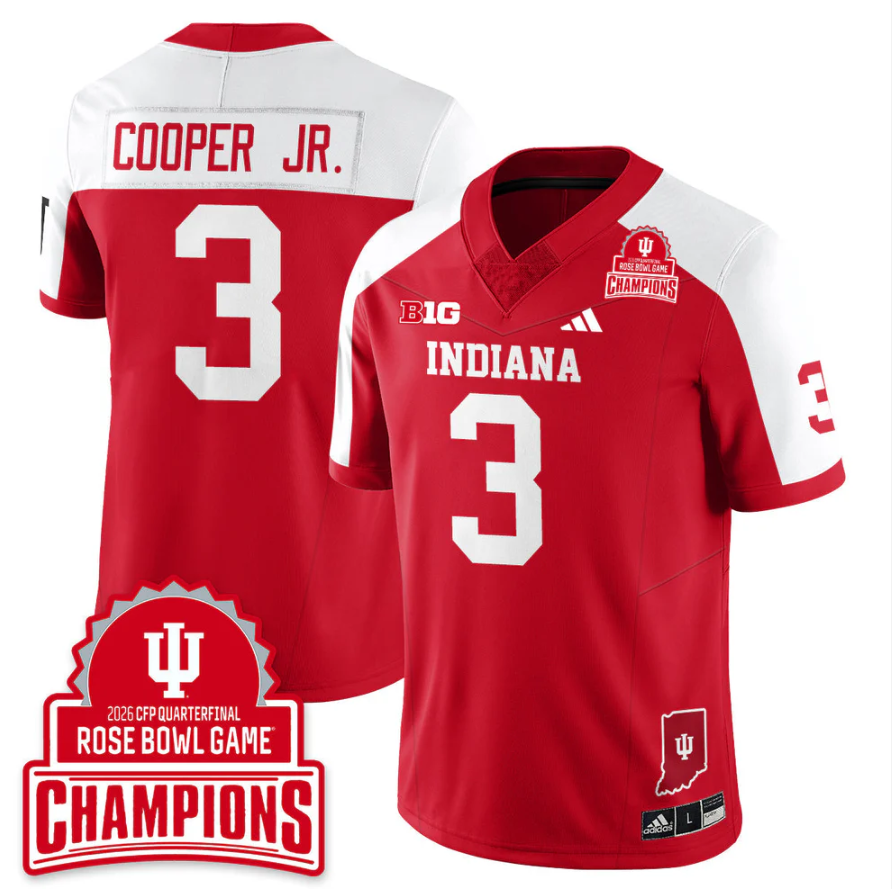 Omar Cooper Jr Jersey #3 Indiana Hoosiers 2026 Rose Bowl Game Champions Stitched