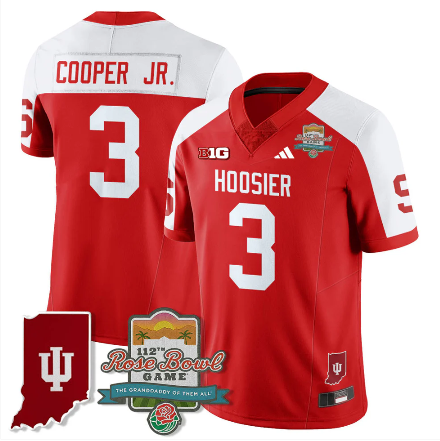 Omar Cooper Jr Jersey #3 Indiana Hoosiers Rose Bowl 112th Patch Stitched
