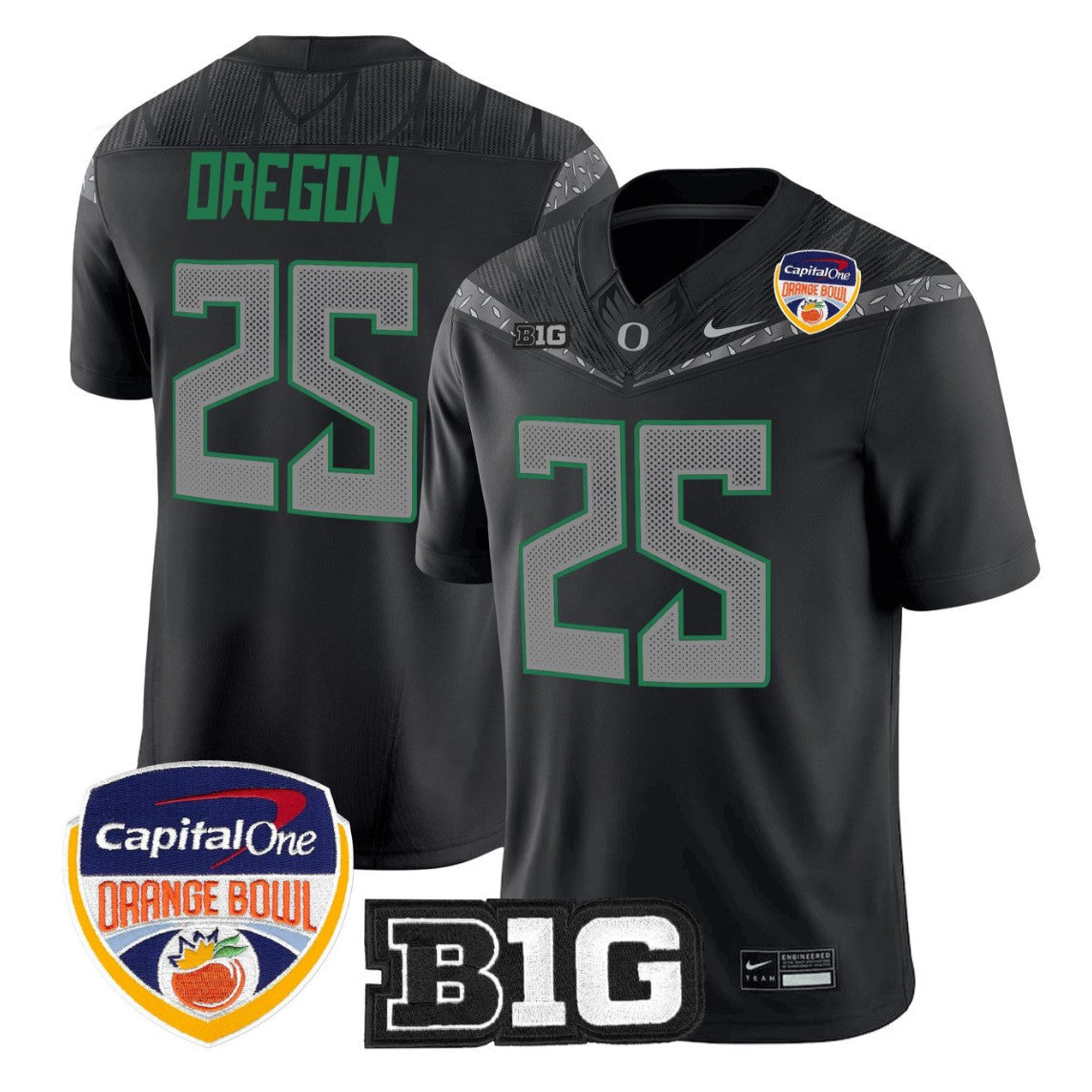 Oregon Jersey #25 Oregon Ducks 2026 Orange Bowl Patch Limited Stitched