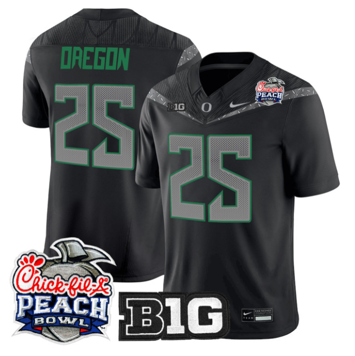 Oregon Jersey #25 Oregon Ducks 2026 Peach Bowl Patch Limited Stitched