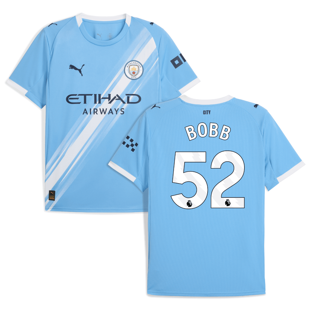 Oscar Bobb 52 Manchester City 2025-26 Home Men Jersey – Sky Blue