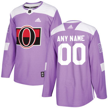 Ottawa Senators Purple Pink Custom Hockey Fights Cancer Practice Jersey Stitched