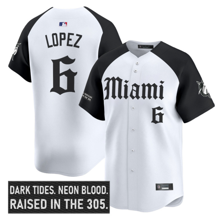 Otto Lopez Jersey #6 Miami Marlins Gothic Vice Edition Stitched