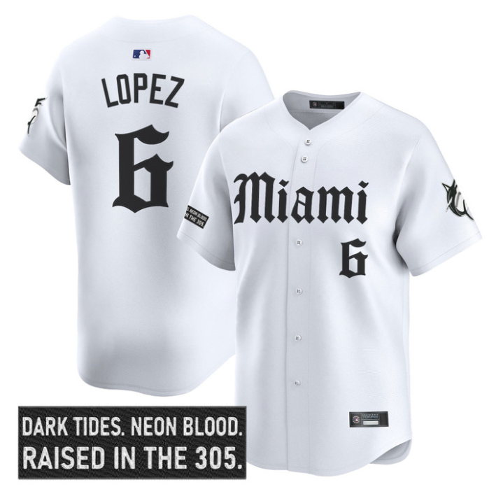 Otto Lopez Jersey #6 Miami Marlins Gothic Vice Edition Stitched