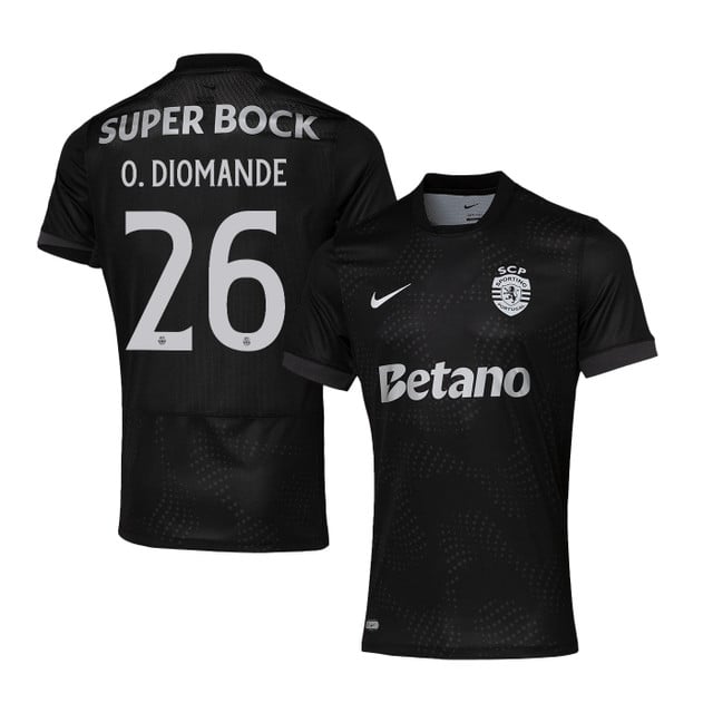 Ousmane Diomande 26 Sporting CP 2025-26 Away Match Jersey – Black