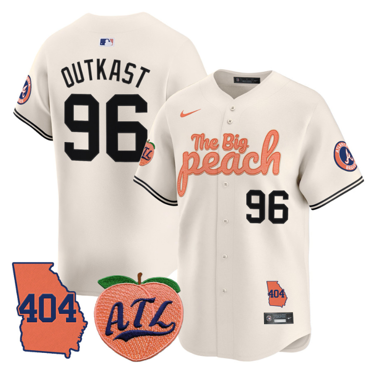 Outkast Jersey #96 Atlanta Braves 404 & The Big Peach Premier Limited Stitched