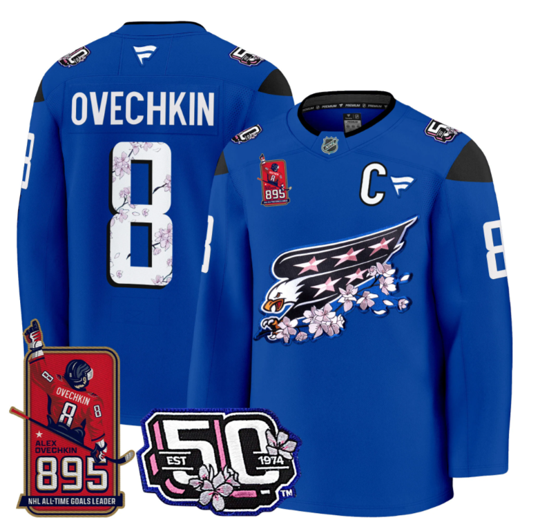 Ovechkin Jersey #8 Washington Capitals All-Time Leading Goals Leader Patch