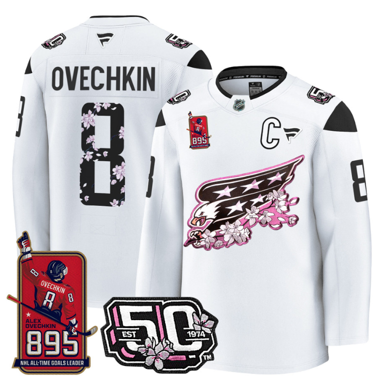 Ovechkin Jersey #8 Washington Capitals All-Time Leading Goals Leader Patch