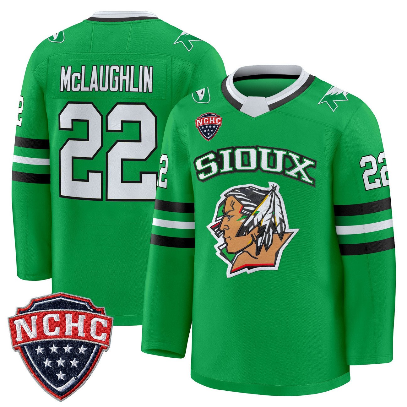 Owen McLaughlin Jersey #22 North Dakota Fighting Hawks 2025-26 Green Limited