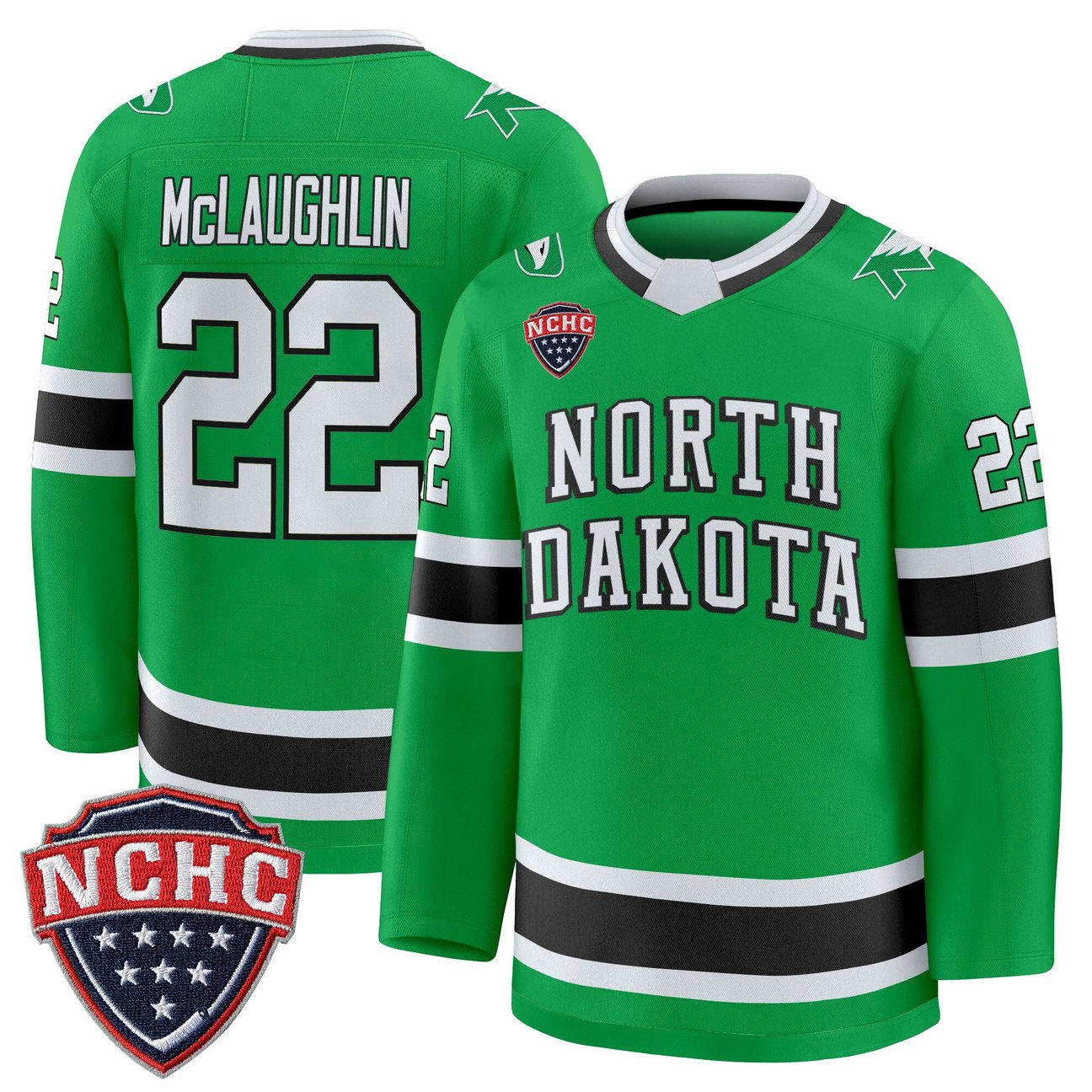 Owen McLaughlin Jersey #22 North Dakota Fighting Hawks 2025-26 Green Limited