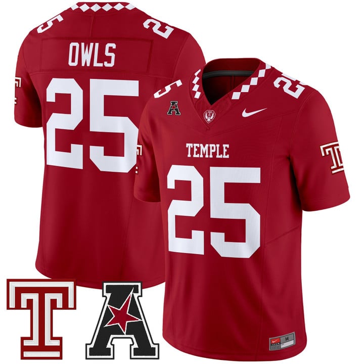 Owls Jersey #25 Temple Owls 2025 Vapor Limited Stitched