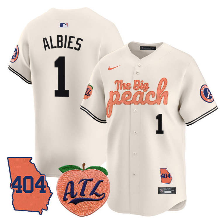 Ozzie Albies Jersey #1 Atlanta Braves 404 & The Big Peach Premier Limited Stitched