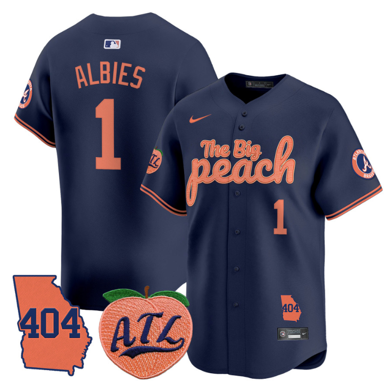 Ozzie Albies Jersey #1 Atlanta Braves 404 & The Big Peach Premier Limited Stitched