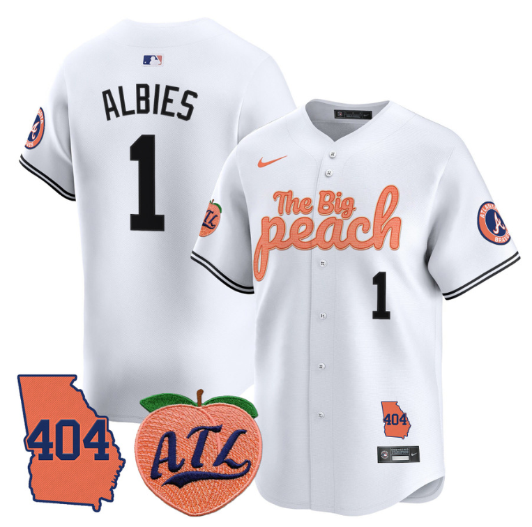 Ozzie Albies Jersey #1 Atlanta Braves 404 & The Big Peach Premier Limited Stitched