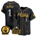 Ozzie Albies Jersey #1 Atlanta Braves Atliens Hank Aaron Patch Limited Stitched