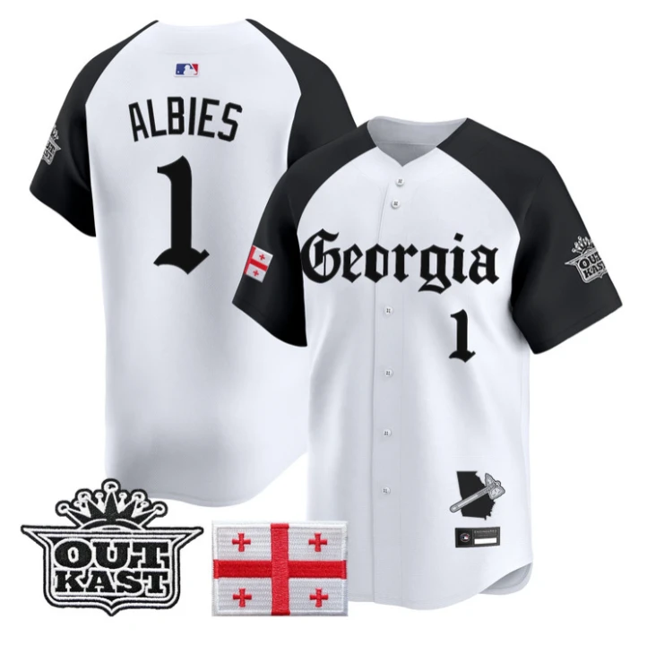 Ozzie Albies Jersey #1 Atlanta Braves Georgia Outkast Gothic Stitched