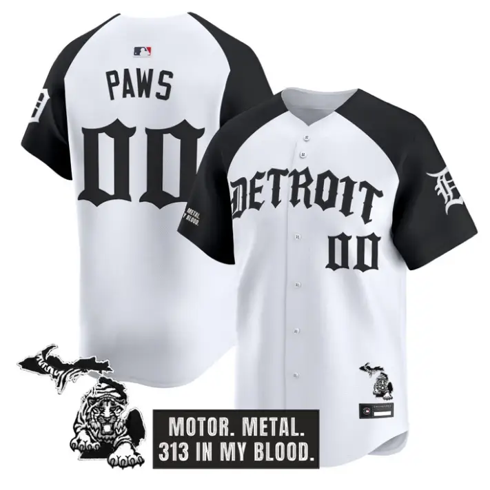 PAWS Jersey #00 Detroit Tigers Old English Edition Stitched