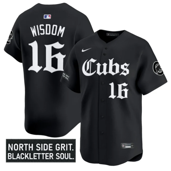 Patrick Wisdom Jersey #16 Chicago Cubs Gothic North Side Edition Vapor Limited Stitched