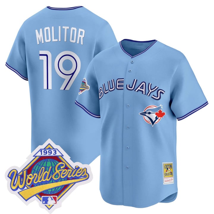 Paul Molitor Jersey #19 Toronto Blue Jays 1993 World Series Throwback