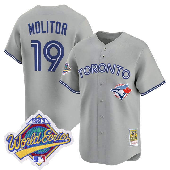 Paul Molitor Jersey #19 Toronto Blue Jays 1993 World Series Throwback
