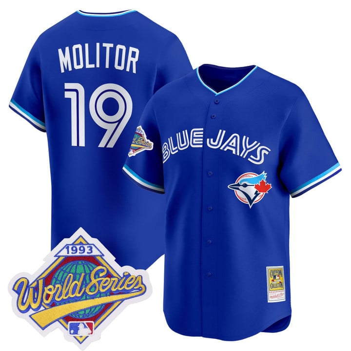 Paul Molitor Jersey #19 Toronto Blue Jays 1993 World Series Throwback
