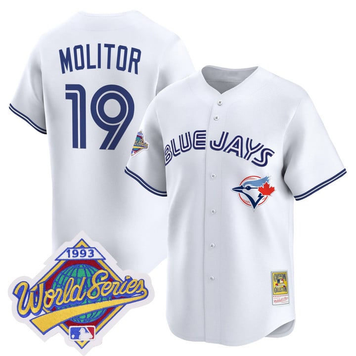 Paul Molitor Jersey #19 Toronto Blue Jays 1993 World Series Throwback