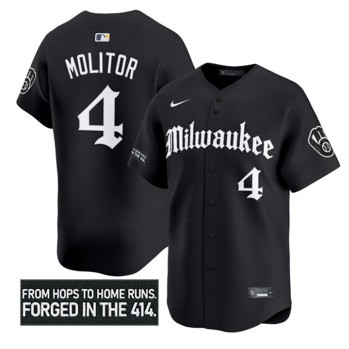 Paul Molitor Jersey #4 Milwaukee Brewers Gothic 414 Shadows Edition