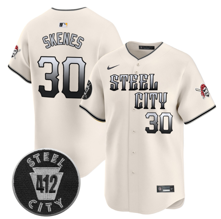 Paul Skenes Jersey #30 Pittsburgh Pirates 412 Patch Vapor Premier Limited V8 Stitched