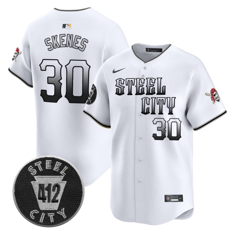 Paul Skenes Jersey #30 Pittsburgh Pirates 412 Patch Vapor Premier Limited V8 Stitched