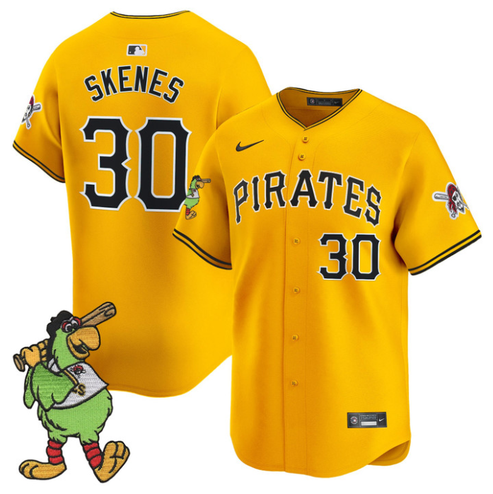 Paul Skenes Jersey #30 Pittsburgh Pirates Pirate Parrot Patch Premier Limited Stitched