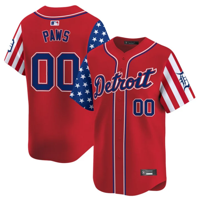 Paws Jersey #00 Detroit Tigers 2025 Memorial Day Vapor Premier Limited Stitched