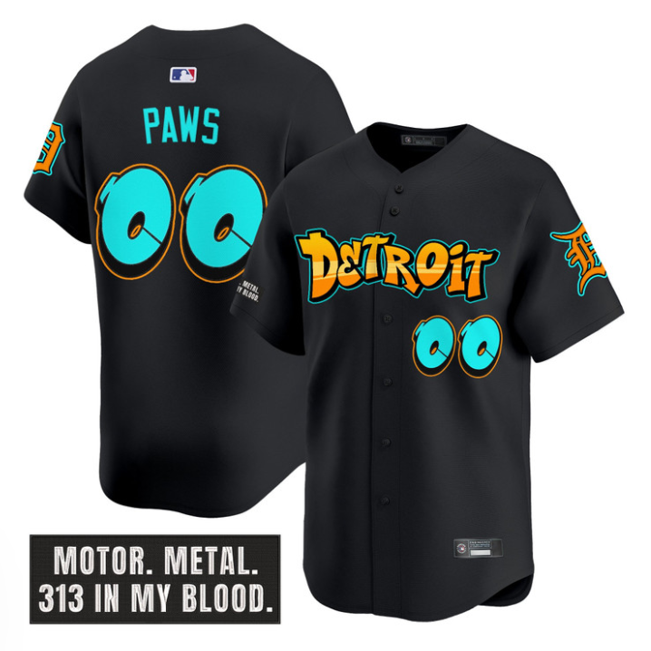 Paws Jersey #00 Detroit Tigers Graffiti Motor City Edition Stitched