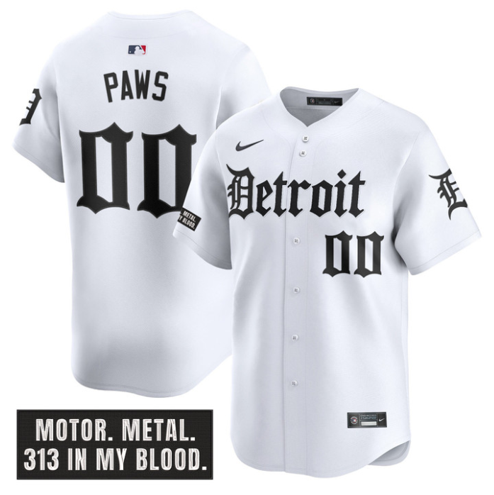 Paws Jersey #00 Detroit Tigers Motor Gothic Edition Vapor Limited Stitched