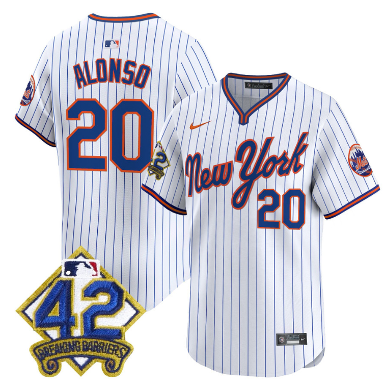 Pete Alonso Jersey #20 New York Mets 2025 Jackie Robinson Patch Road Alternate Stitched