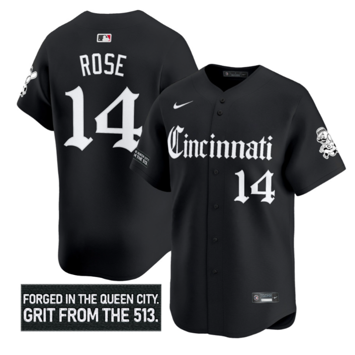 Pete Rose Jersey #14 Cincinnati Reds Gothic Queen City Edition Stitched