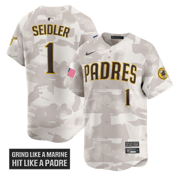 Peter Seidler Jersey #1 San Diego Padres 2025 Armed Forces Day Vapor Stitched