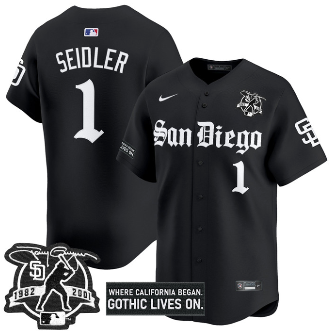 Peter Seidler Jersey #1 San Diego Padres Gothic Edition Vapor Limited Stitched