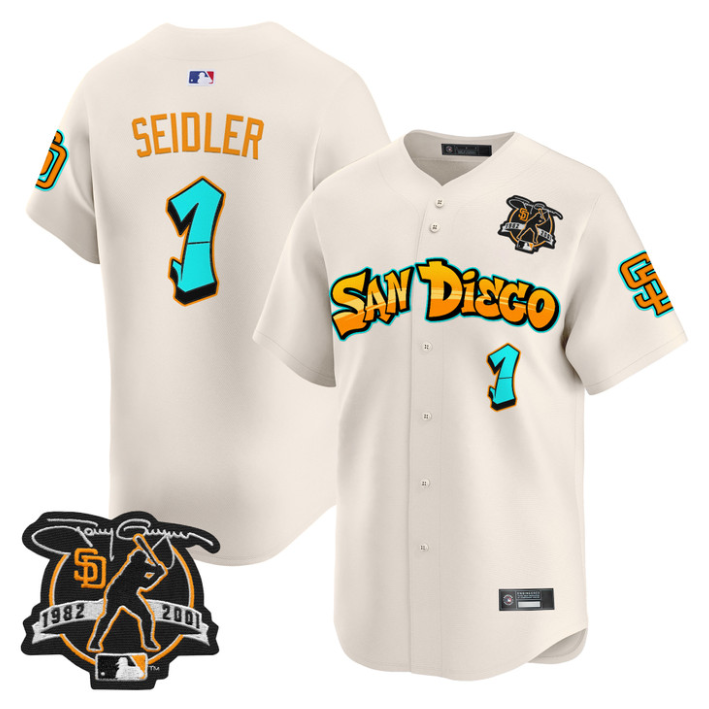 Peter Seidler Jersey #1 San Diego Padres Graffiti Barrio Edition Stitched