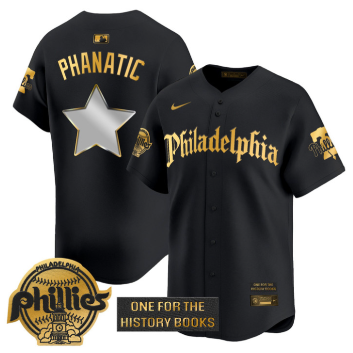 Phanatic Jersey Phillies Retro Newspaper Edition Gold Vapor Premier Stitched
