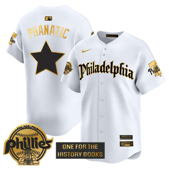 Phanatic Jersey Phillies Retro Newspaper Edition Gold Vapor Premier Stitched
