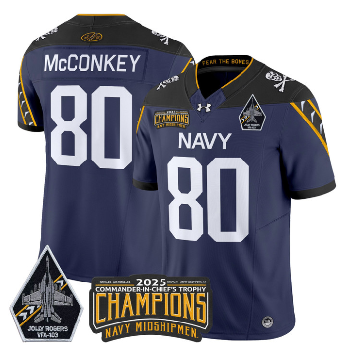 Phil McConkey Jersey #80 Navy Midshipmen Jolly Rogers 2025 Trophy Navy