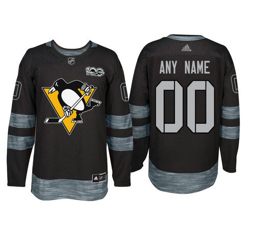 Pittsburgh Penguins Black 1917-2017 100th Anniversary Stitched NHL Custom Jersey