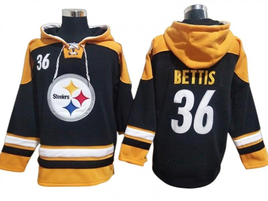 Pittsburgh Steelers #36 Jerome Bettis Black Ageless Must-Have Lace-Up Pullover Hoodie