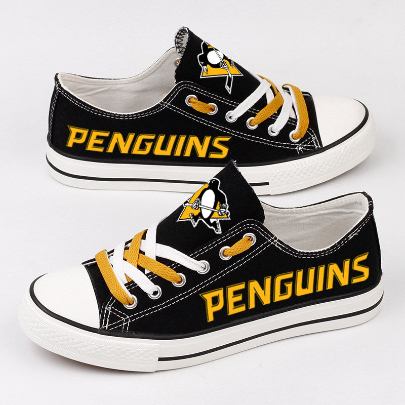 Pittsburgh Penguins Low Top Canvas Sport Sneakers Shoes For Men Women Fans