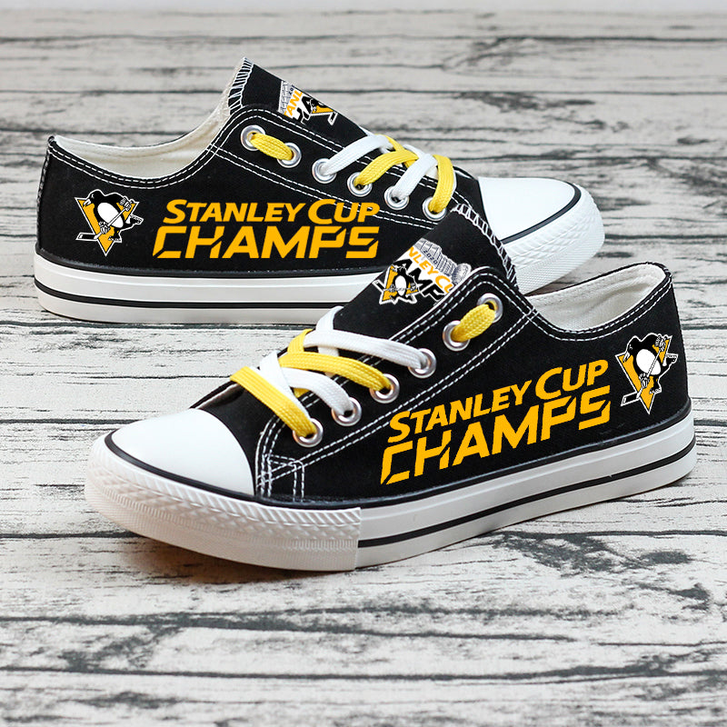 Pittsburgh Penguins Low Top Canvas Sport Sneakers Shoes For Men Women Fans